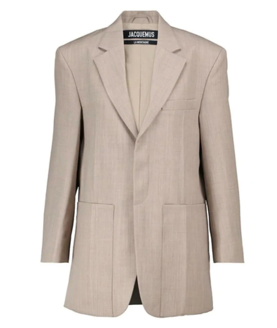 JACQUEMUS Бежевый шерстяной жакет/пиджак, фото 9