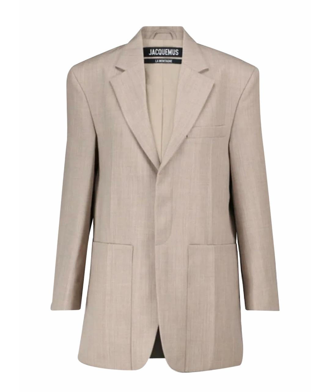 JACQUEMUS Бежевый шерстяной жакет/пиджак, фото 1