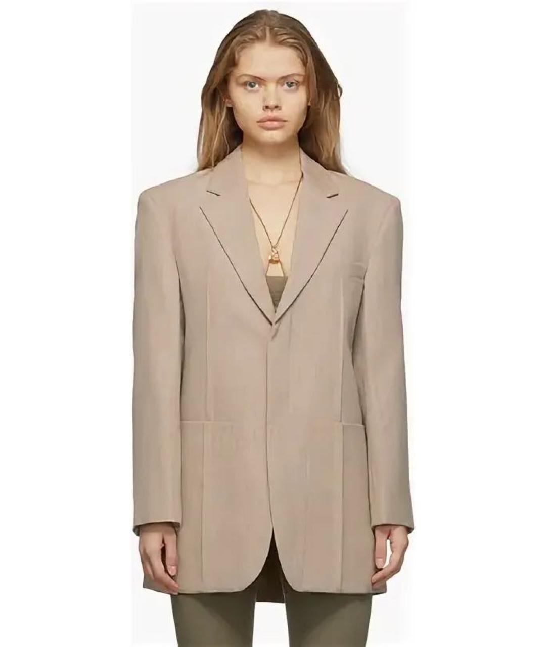 JACQUEMUS Бежевый шерстяной жакет/пиджак, фото 2