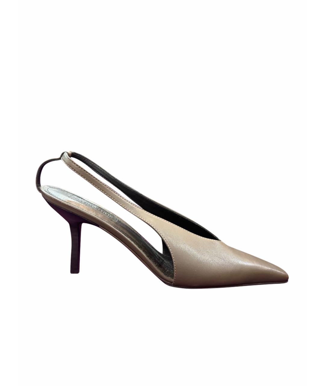 ARMARIUM Хаки кожаные лодочки на низком каблуке, фото 1