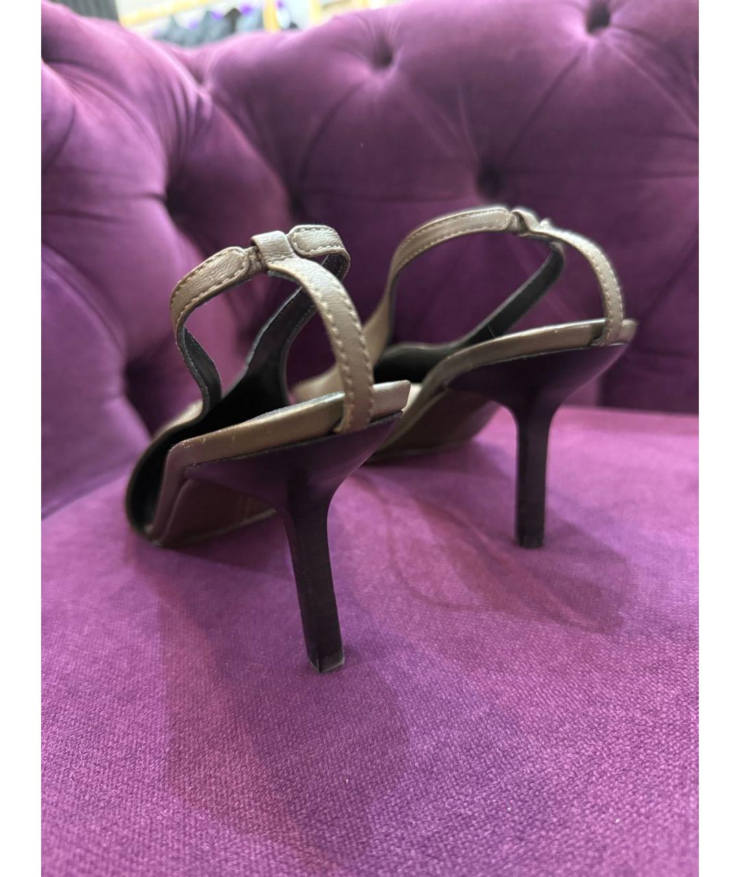 ARMARIUM Хаки кожаные лодочки на низком каблуке, фото 2