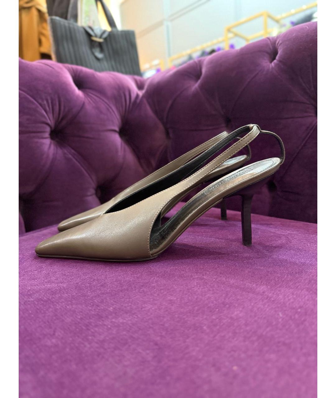 ARMARIUM Хаки кожаные лодочки на низком каблуке, фото 7