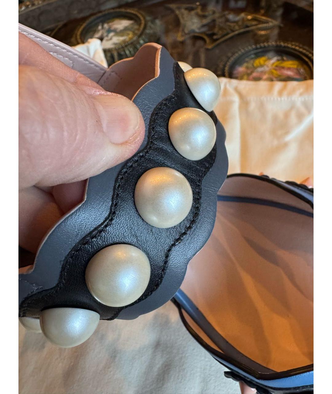 FENDI Черные кожаные босоножки, фото 8