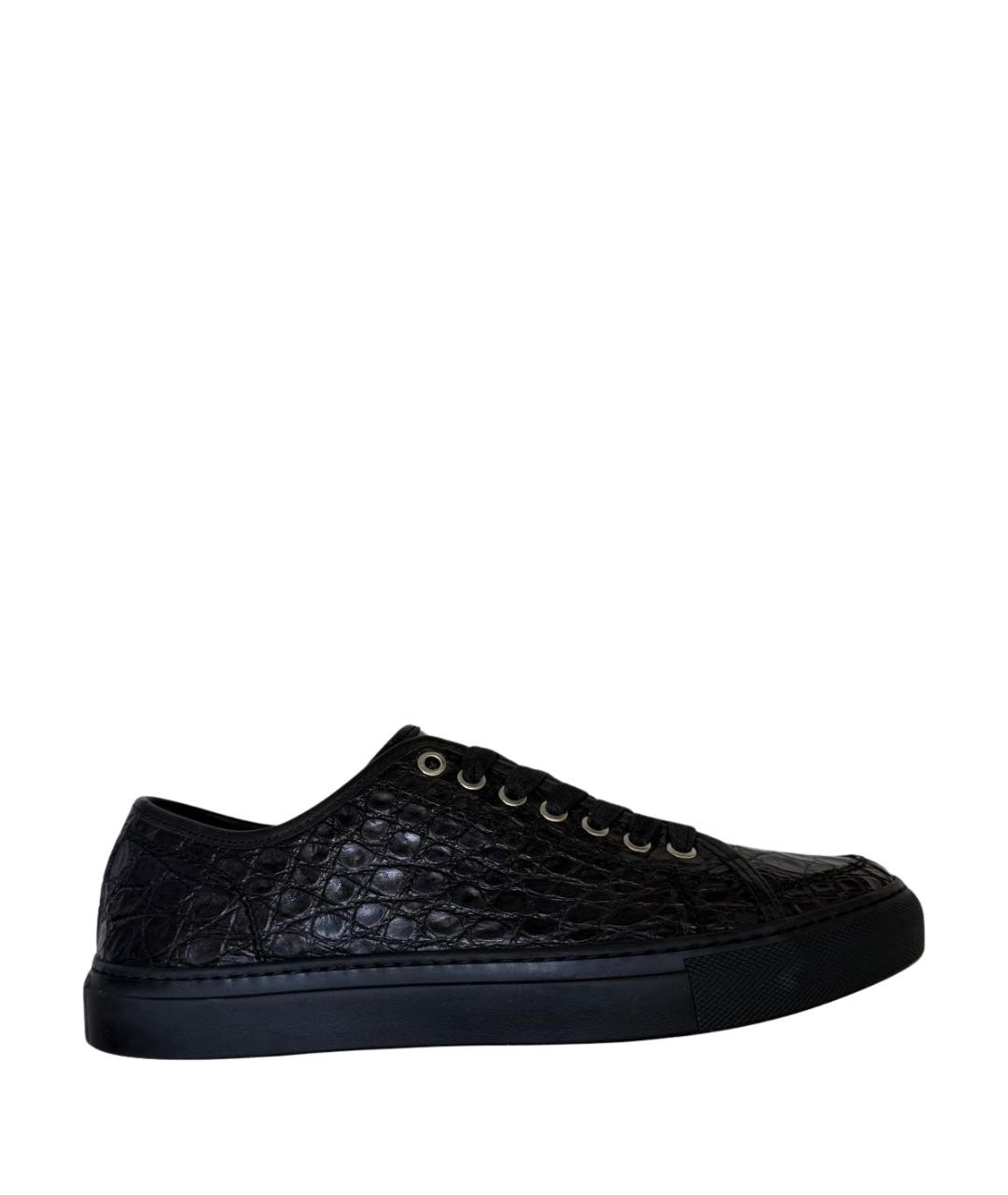BRIONI Черные низкие кроссовки / кеды из экзотической кожи, фото 1