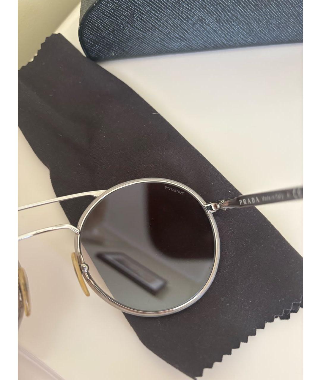 PRADA Бежевые металлические солнцезащитные очки, фото 6
