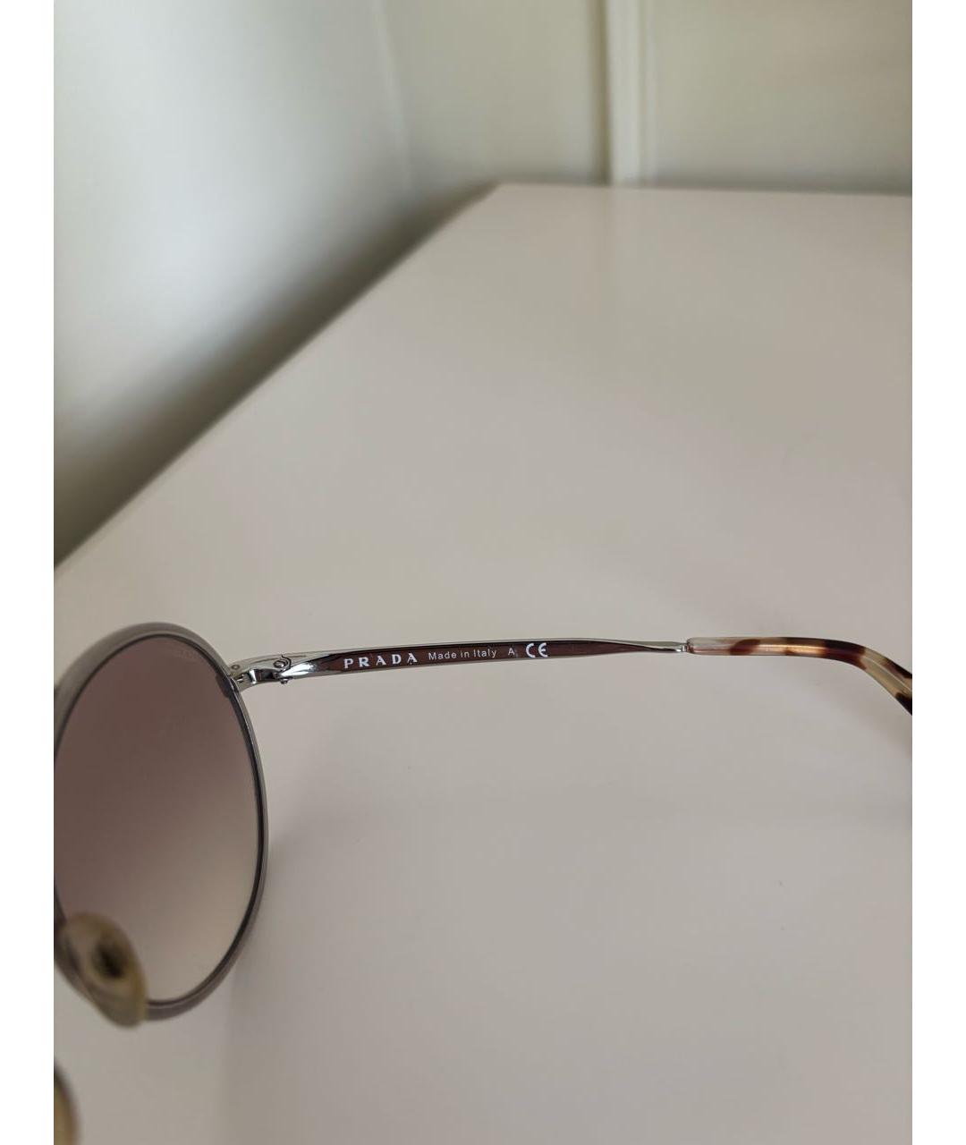 PRADA Бежевые металлические солнцезащитные очки, фото 3