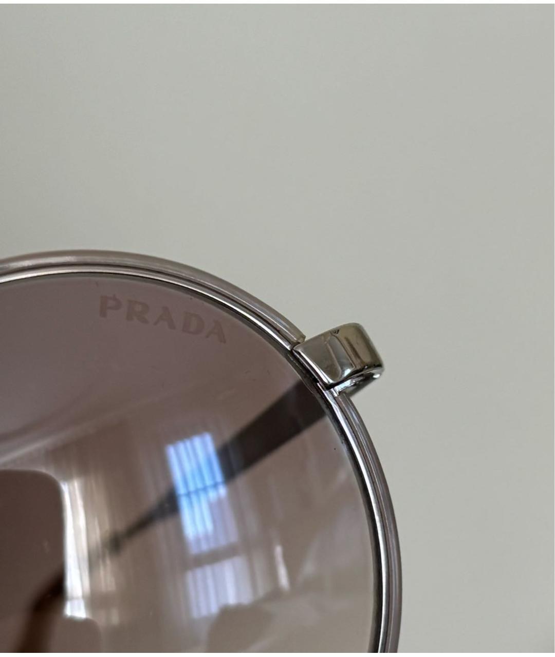 PRADA Бежевые металлические солнцезащитные очки, фото 7