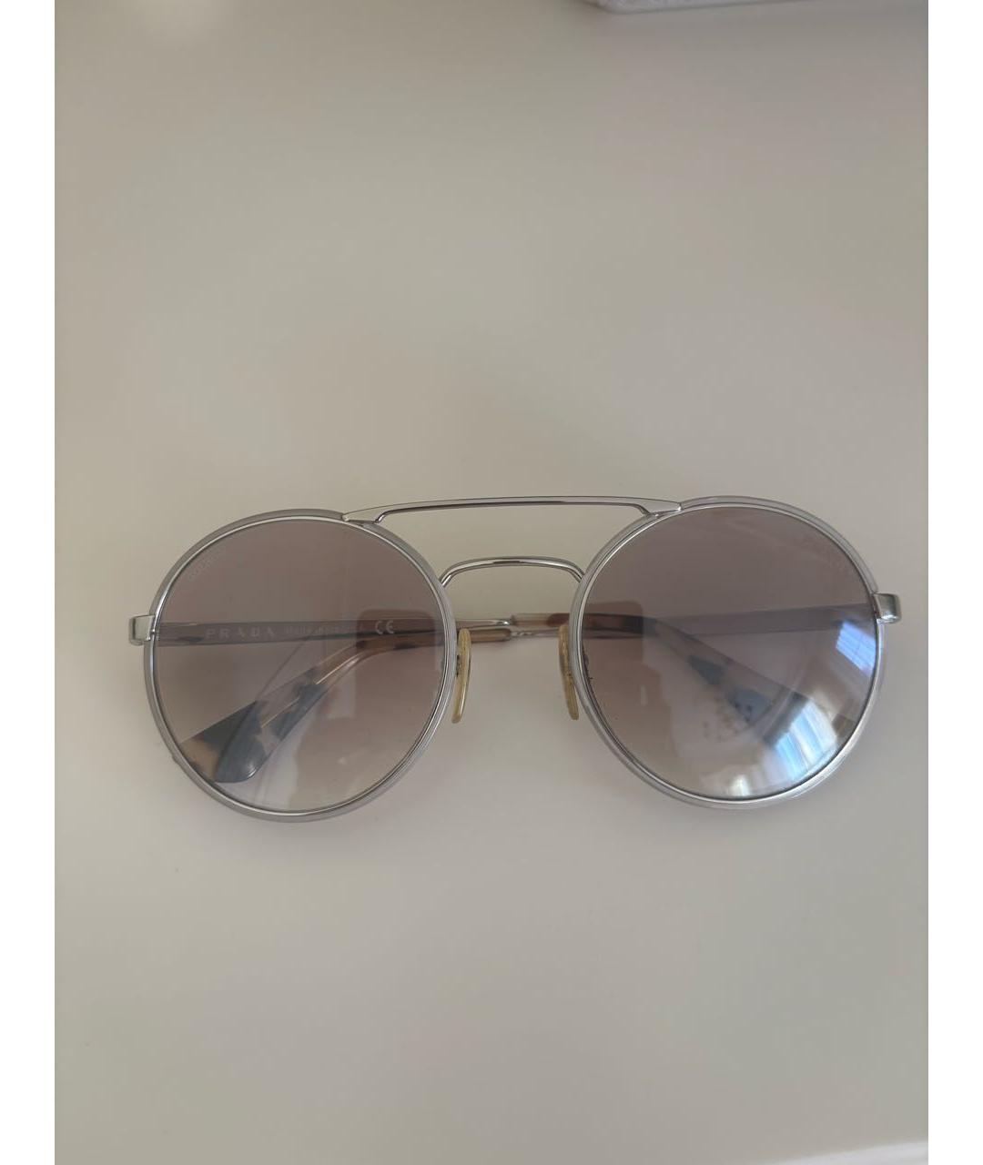 PRADA Бежевые металлические солнцезащитные очки, фото 8