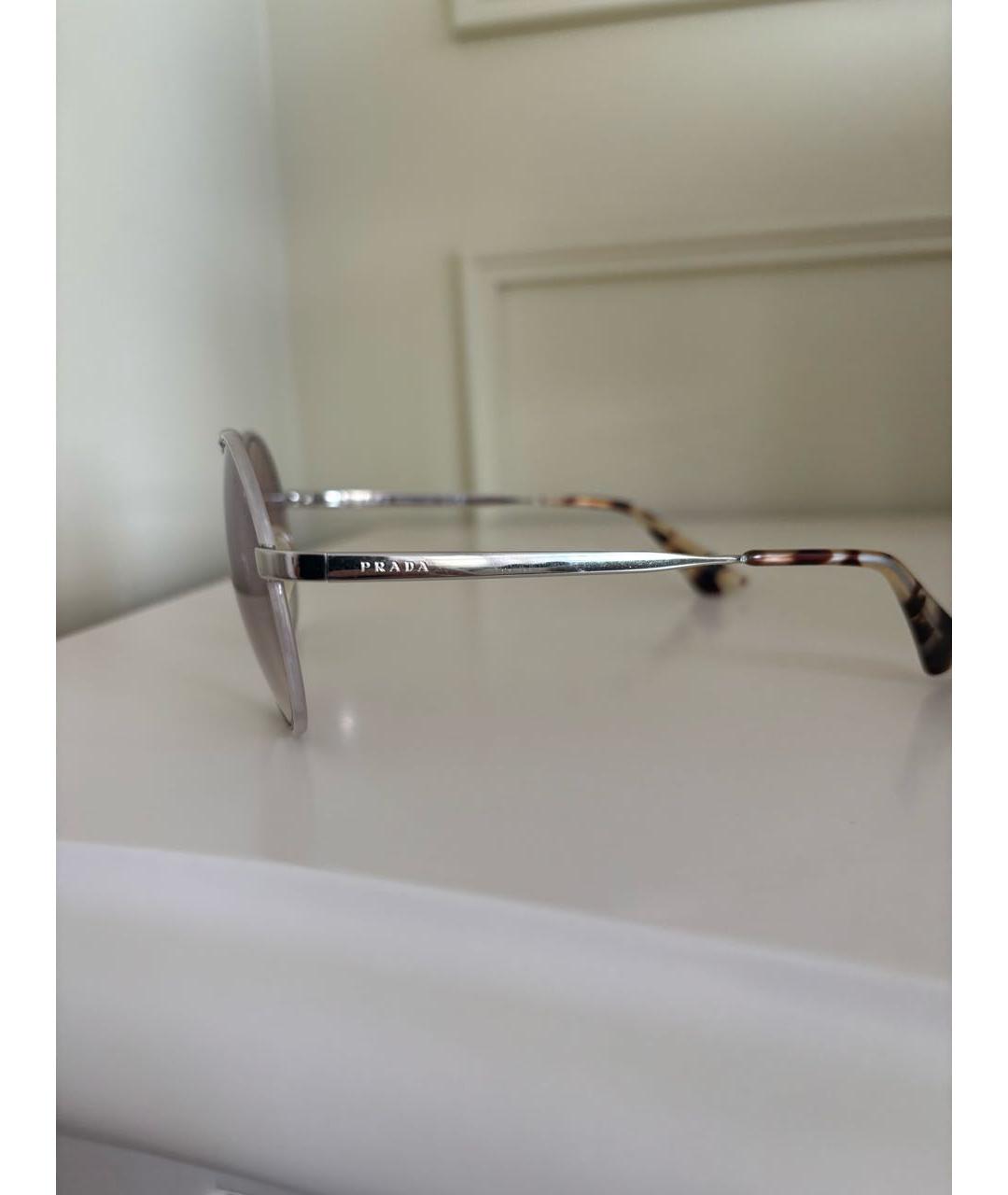 PRADA Бежевые металлические солнцезащитные очки, фото 4