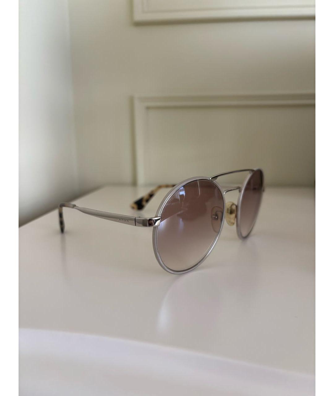 PRADA Бежевые металлические солнцезащитные очки, фото 2