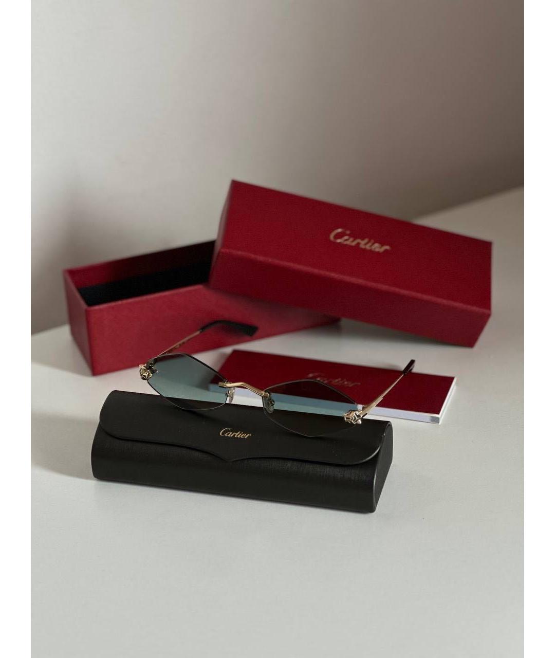 CARTIER Голубые металлические солнцезащитные очки, фото 2