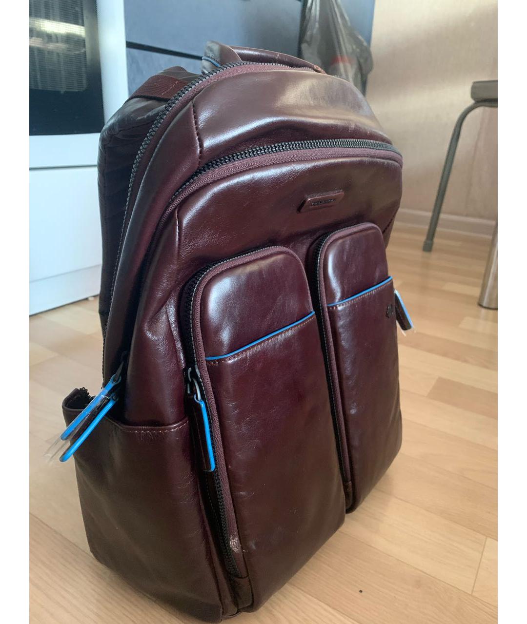 PIQUADRO Коричневый кожаный рюкзак, фото 2