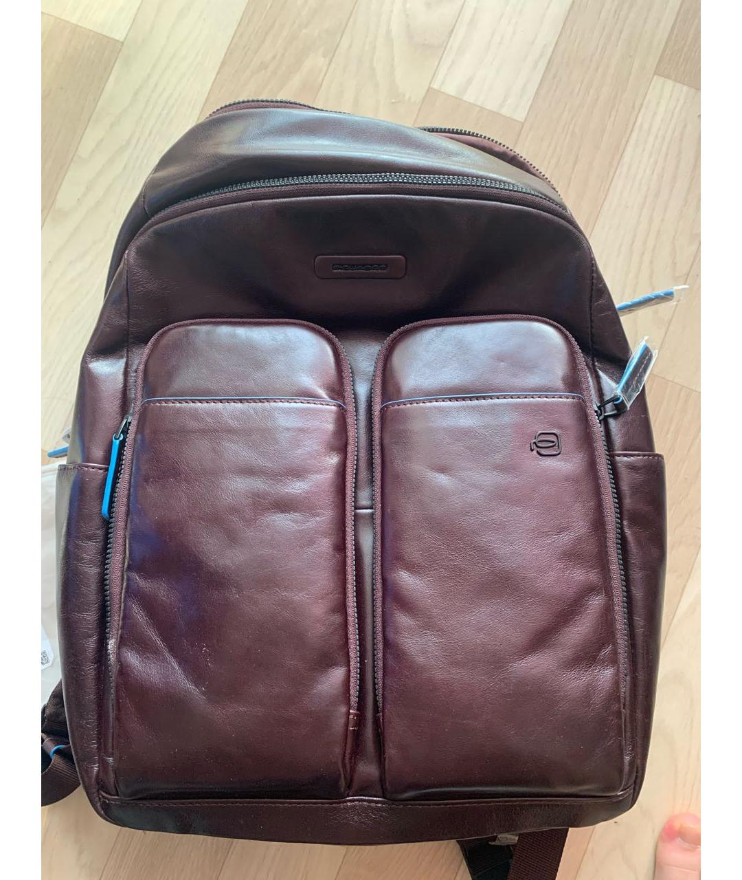 PIQUADRO Коричневый кожаный рюкзак, фото 7