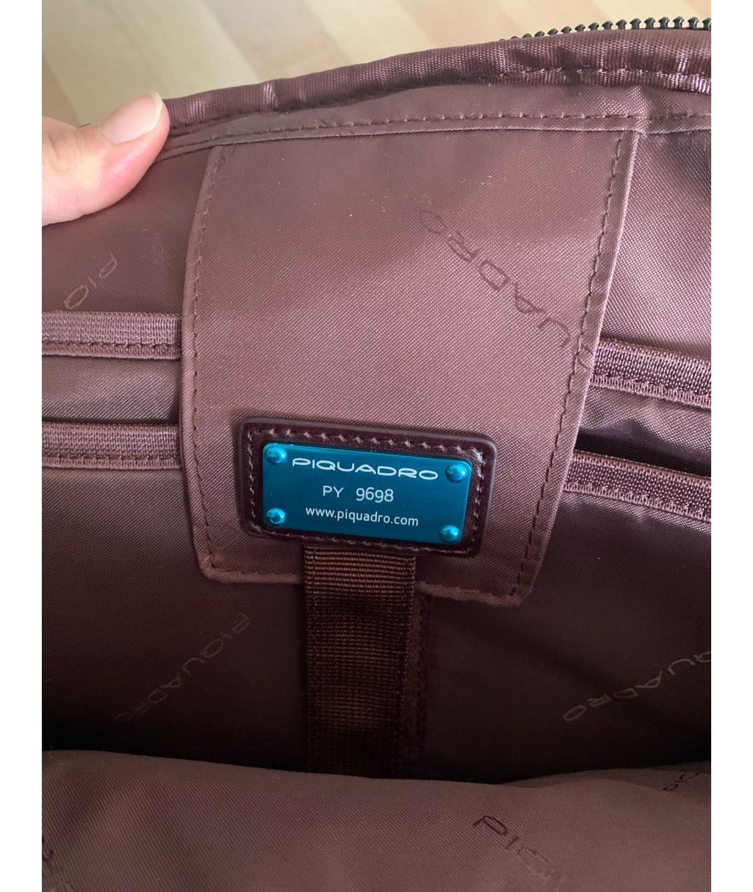 PIQUADRO Коричневый кожаный рюкзак, фото 4