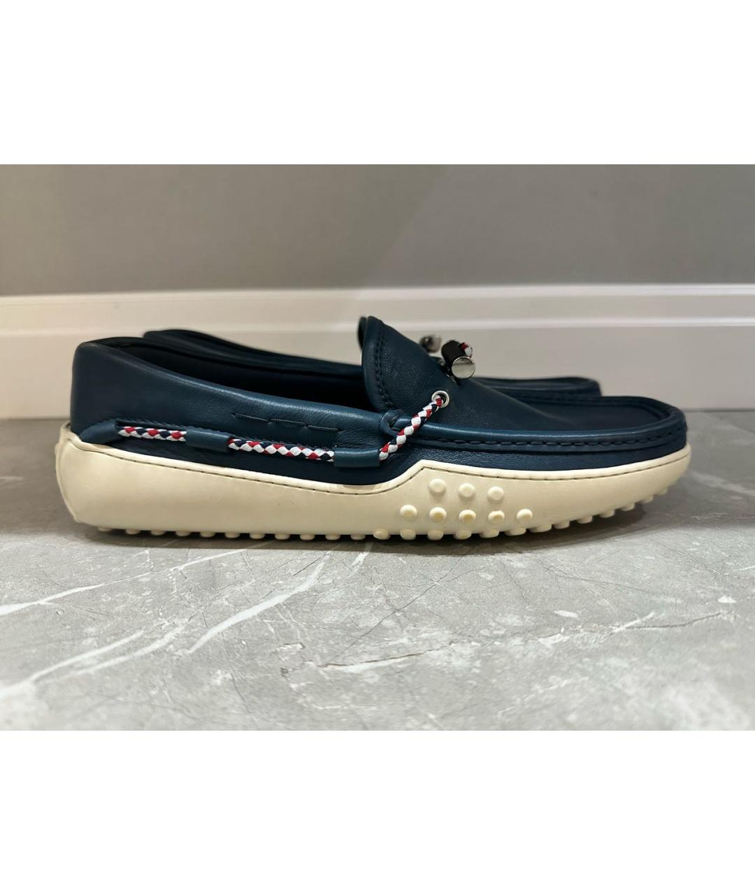 TOD'S Темно-синие кожаные мокасины, фото 5