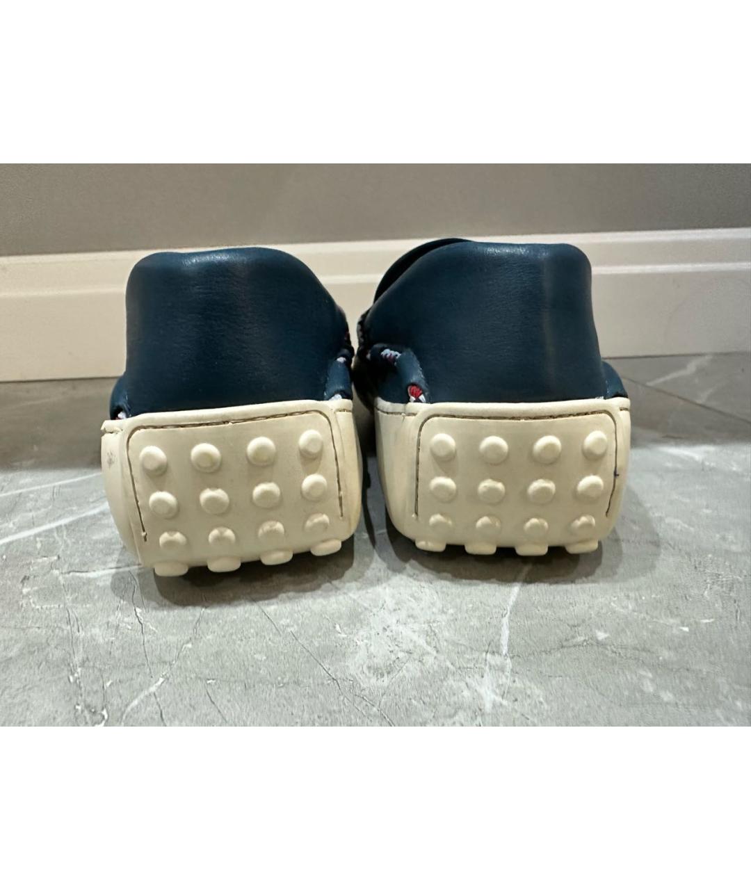 TOD'S Темно-синие кожаные мокасины, фото 4