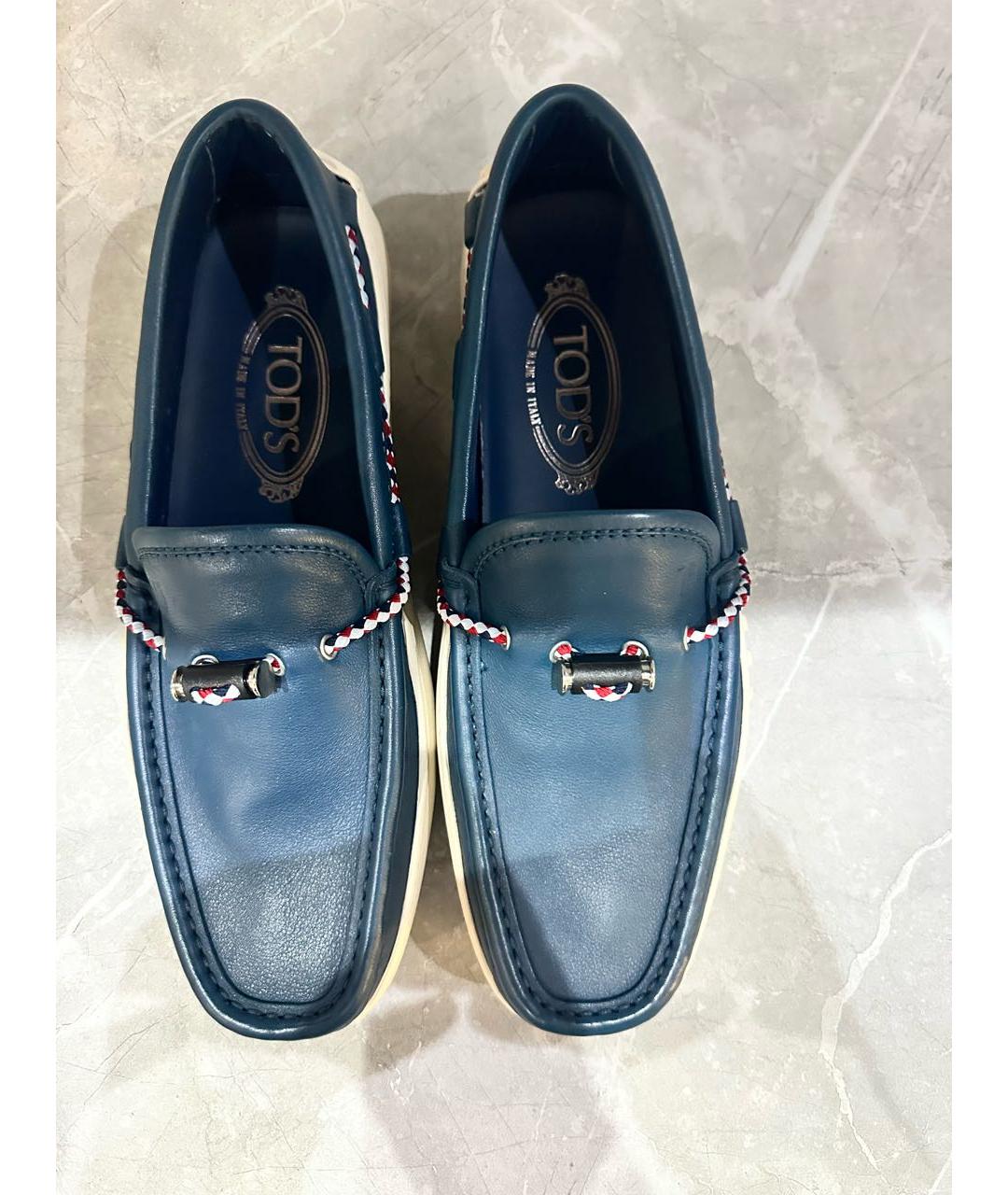 TOD'S Темно-синие кожаные мокасины, фото 3