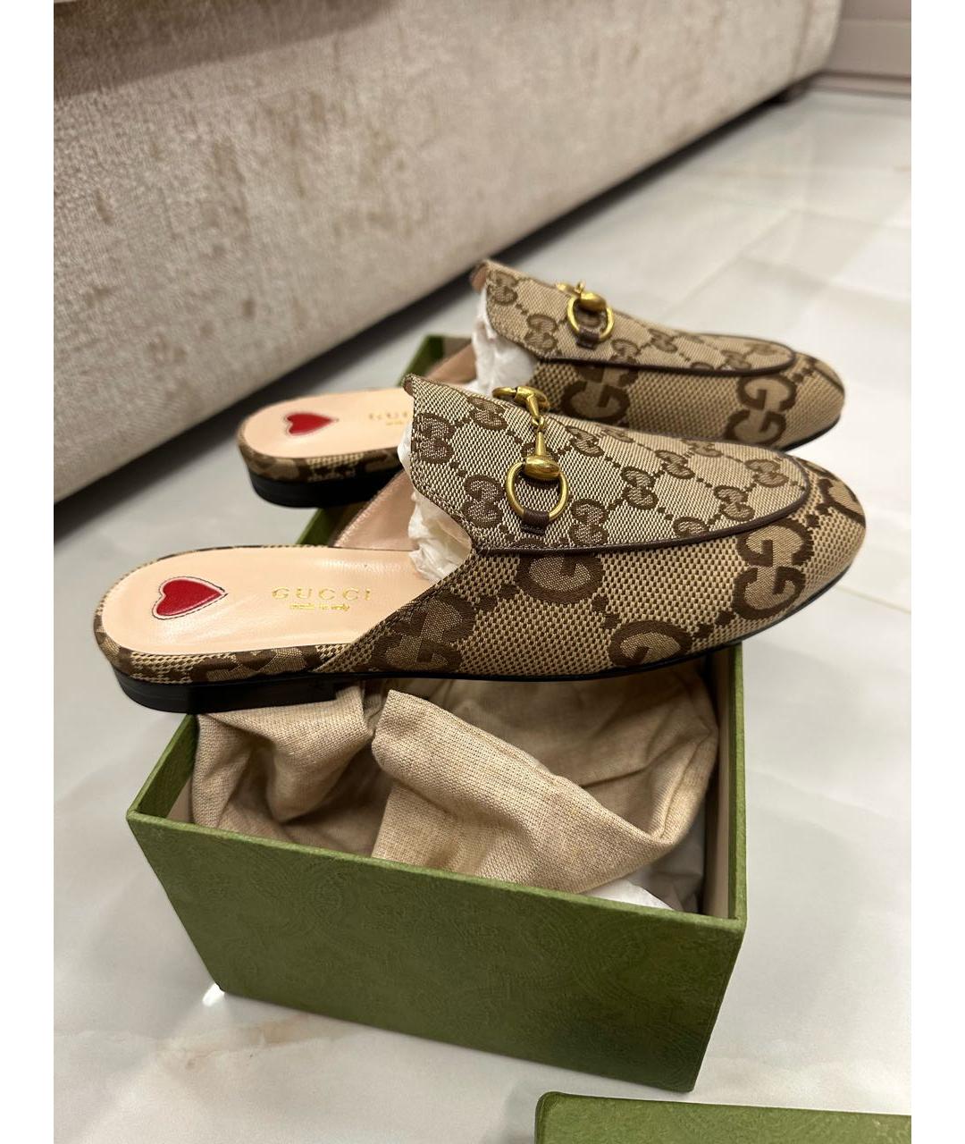 GUCCI Бежевые текстильные мюли, фото 8