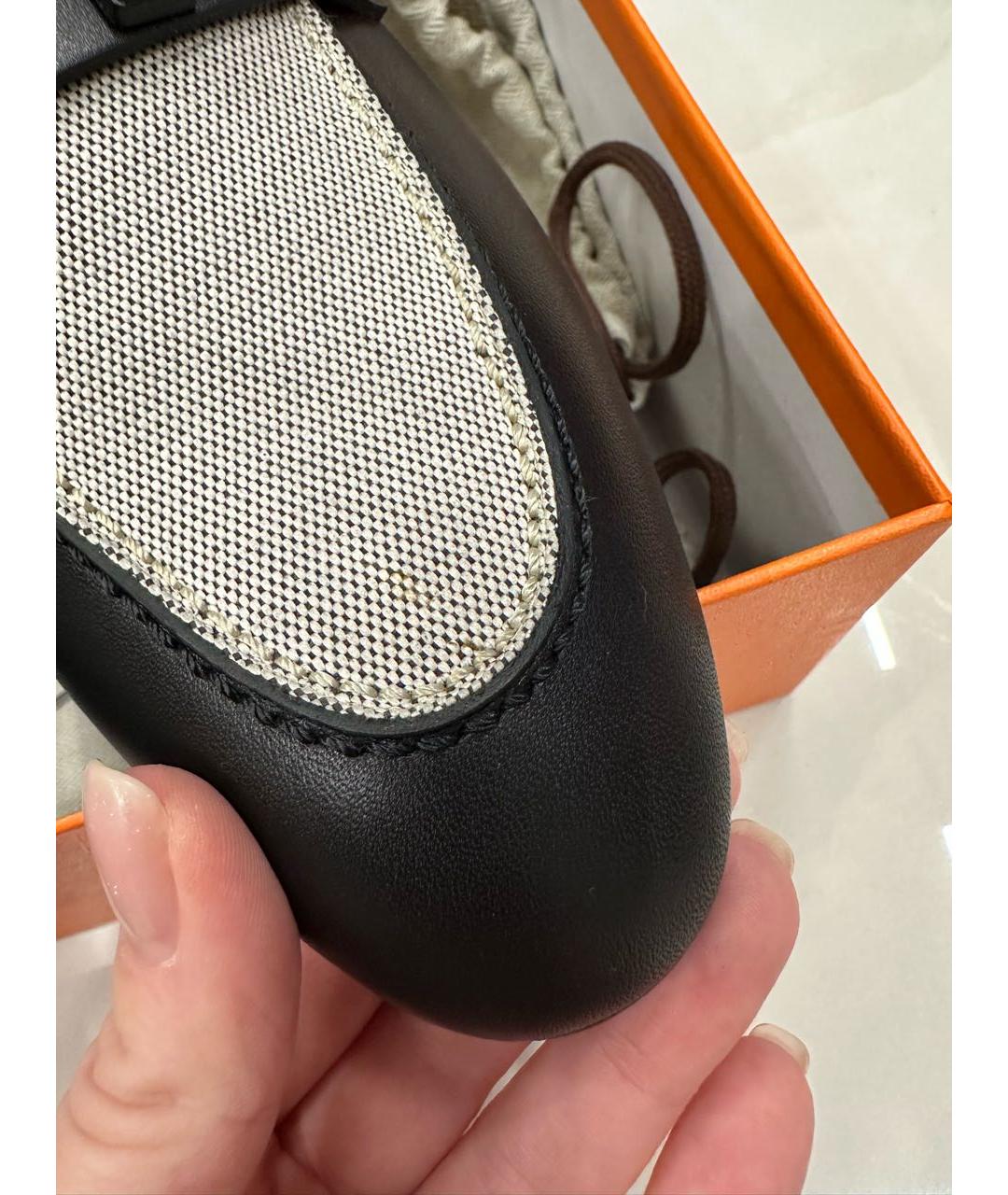 HERMES Черные кожаные лоферы, фото 4