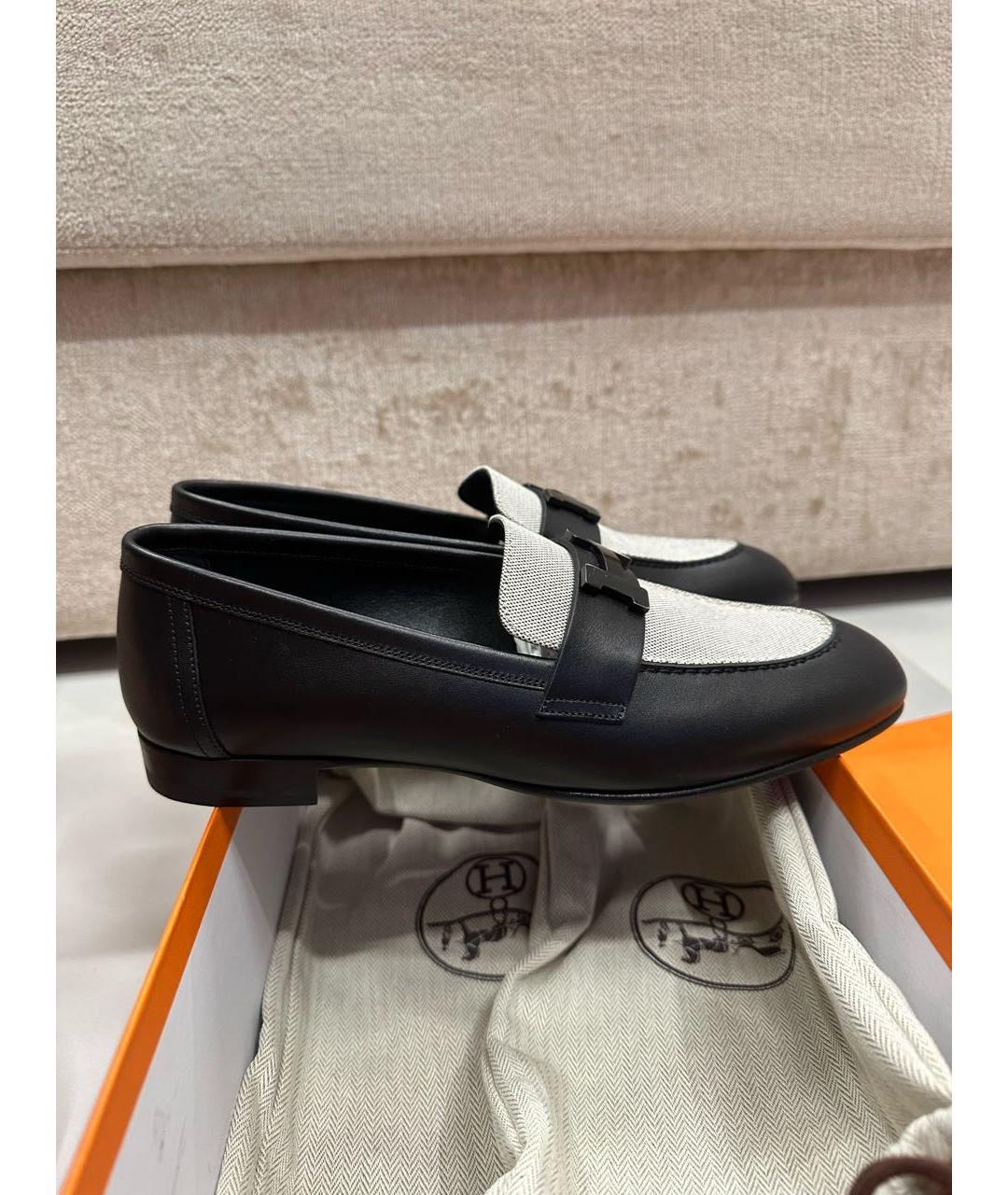 HERMES Черные кожаные лоферы, фото 9