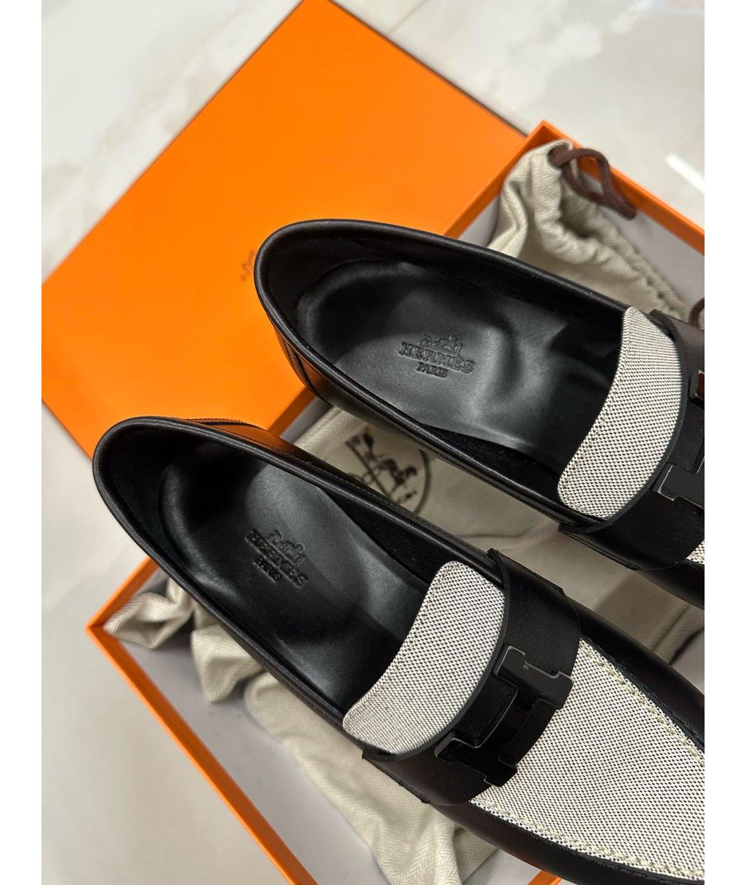 HERMES Черные кожаные лоферы, фото 5