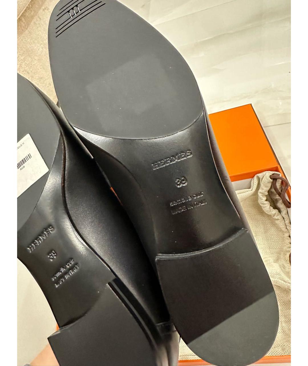 HERMES Черные кожаные лоферы, фото 8