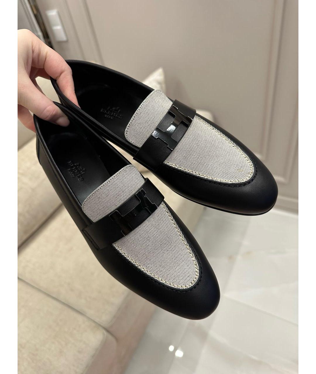HERMES Черные кожаные лоферы, фото 7