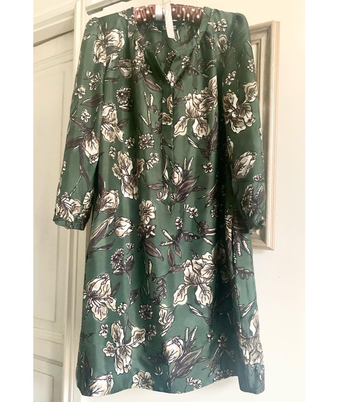 'S MAX MARA Зеленые шелковое повседневное платье, фото 6