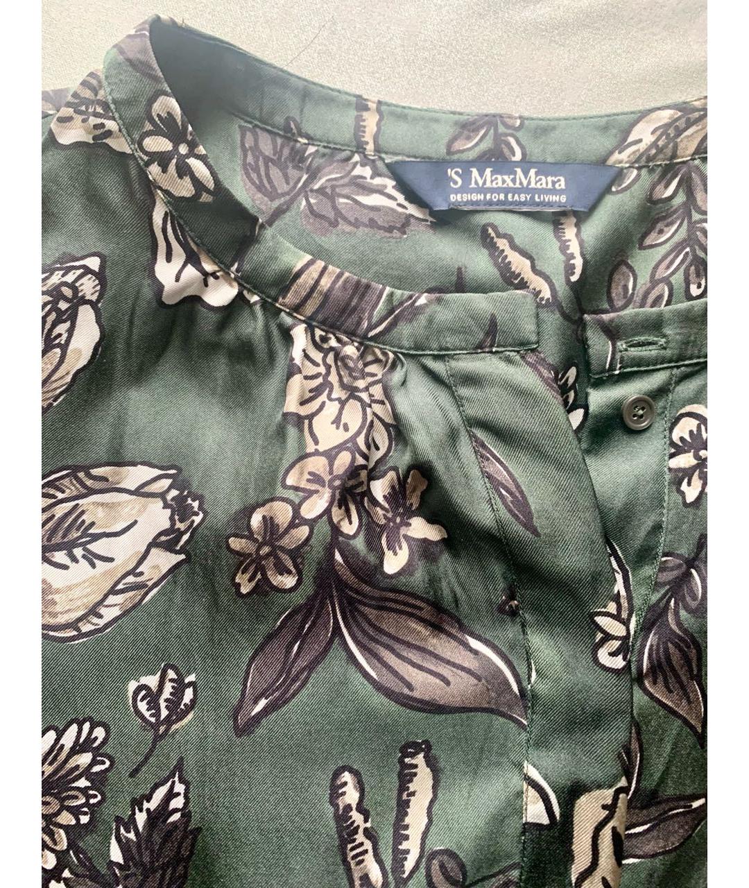 'S MAX MARA Зеленые шелковое повседневное платье, фото 3