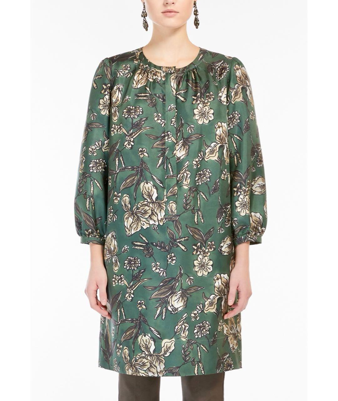'S MAX MARA Зеленые шелковое повседневное платье, фото 7