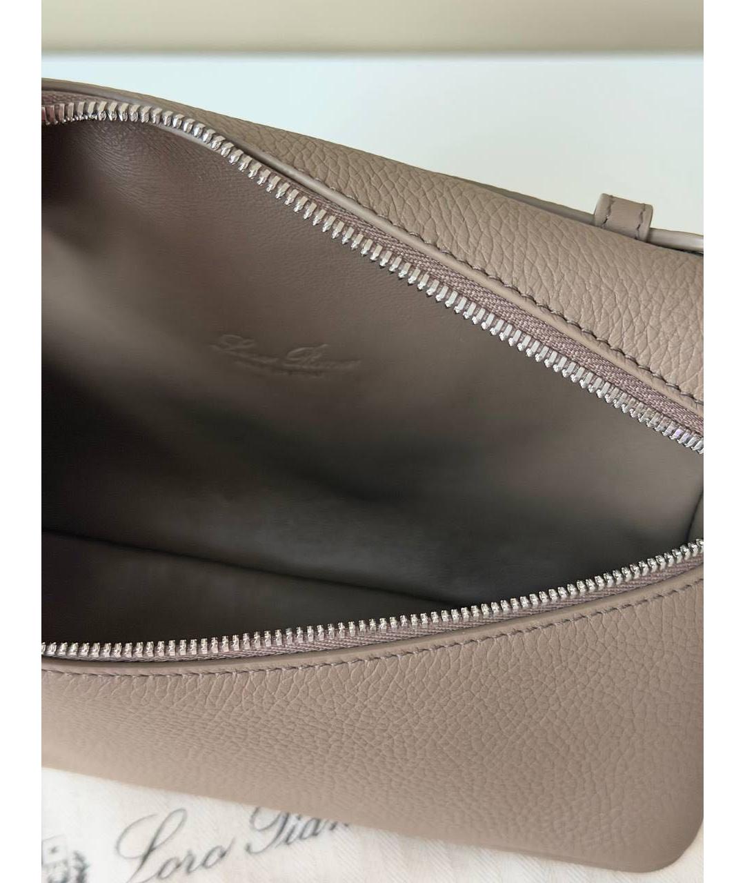 LORO PIANA Коричневая кожаная сумка с короткими ручками, фото 4