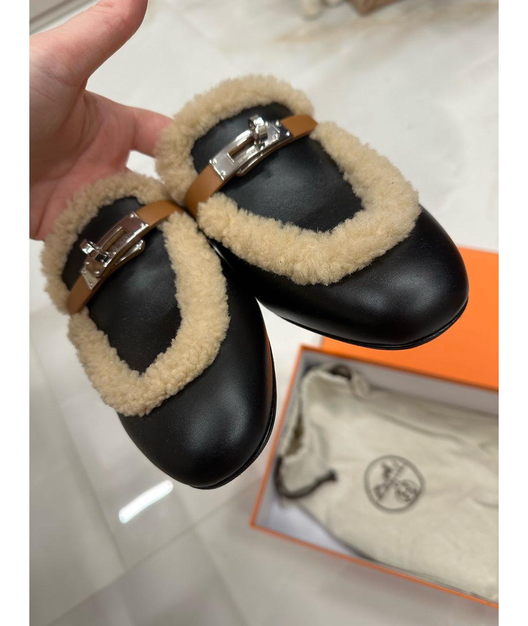 HERMES Черные мюли, фото 8