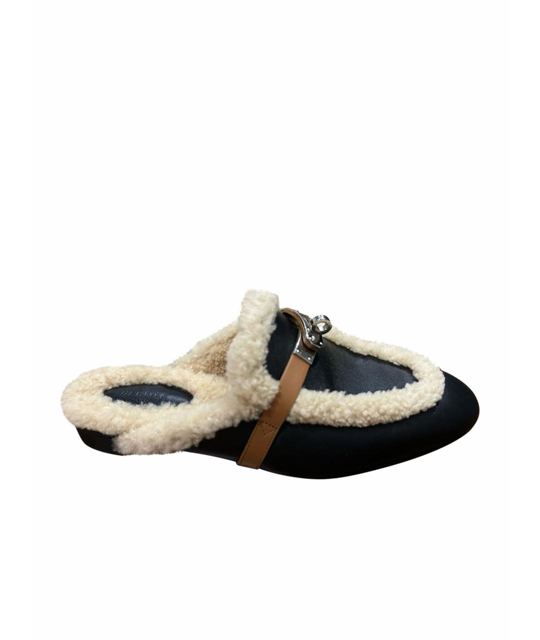 HERMES Черные мюли, фото 1