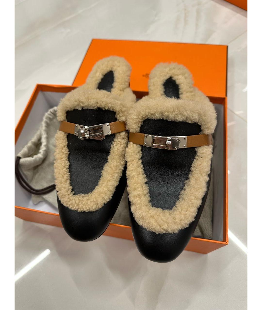 HERMES Черные мюли, фото 2