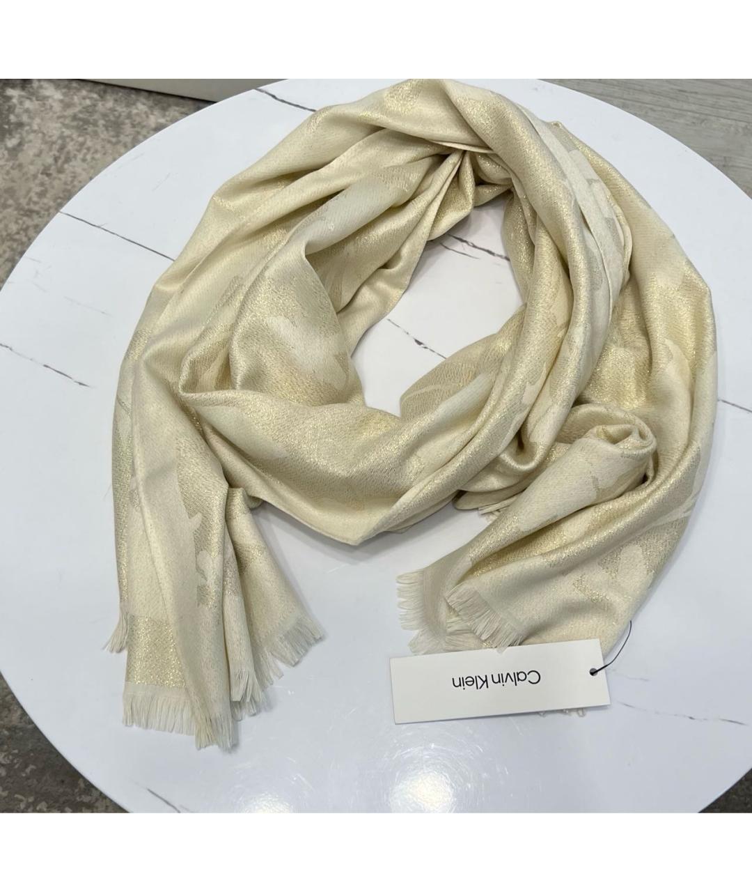 CALVIN KLEIN Бежевый шарф, фото 7