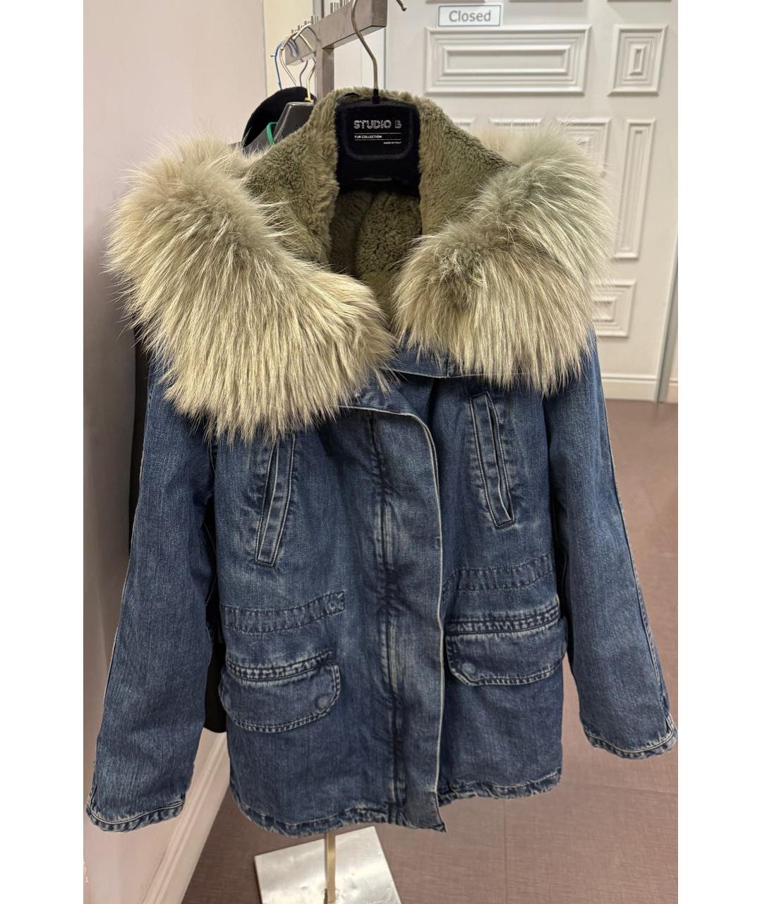 ARMY YVES SALOMON Темно-синяя меховая куртка, фото 8