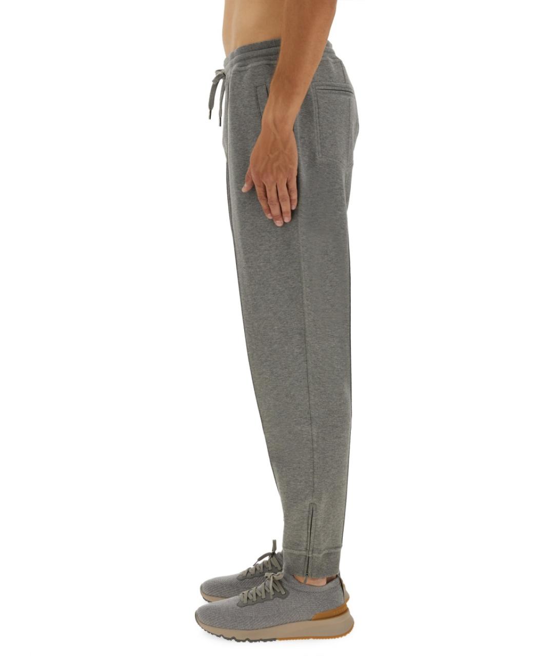 BRUNELLO CUCINELLI Серые хлопковые повседневные брюки, фото 4