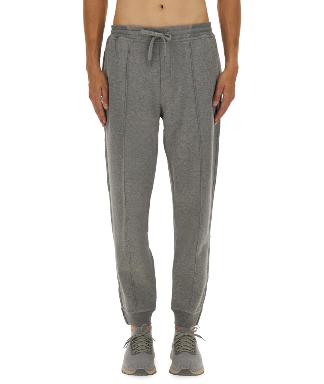 BRUNELLO CUCINELLI Серые хлопковые повседневные брюки, фото 2