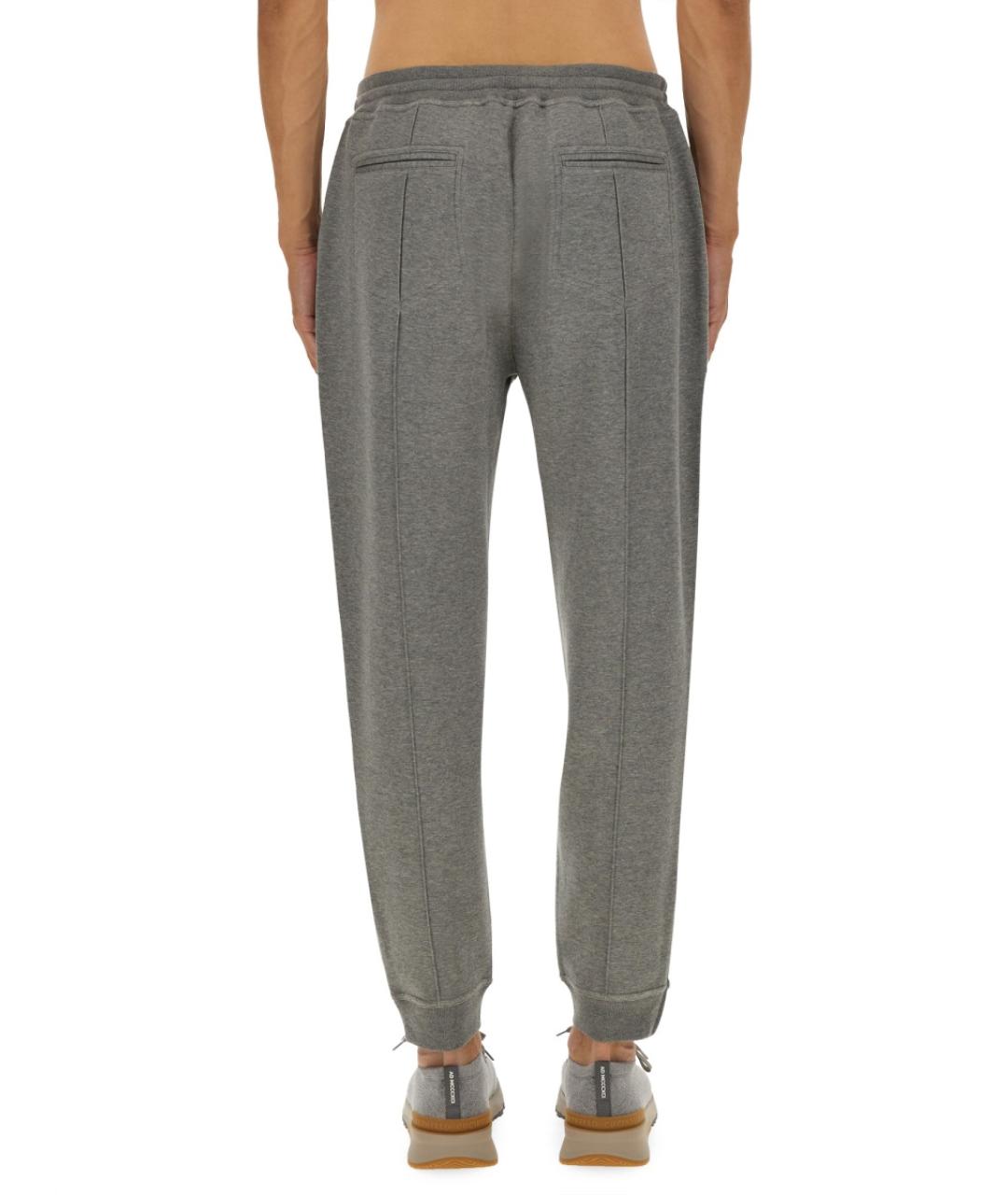 BRUNELLO CUCINELLI Серые хлопковые повседневные брюки, фото 3