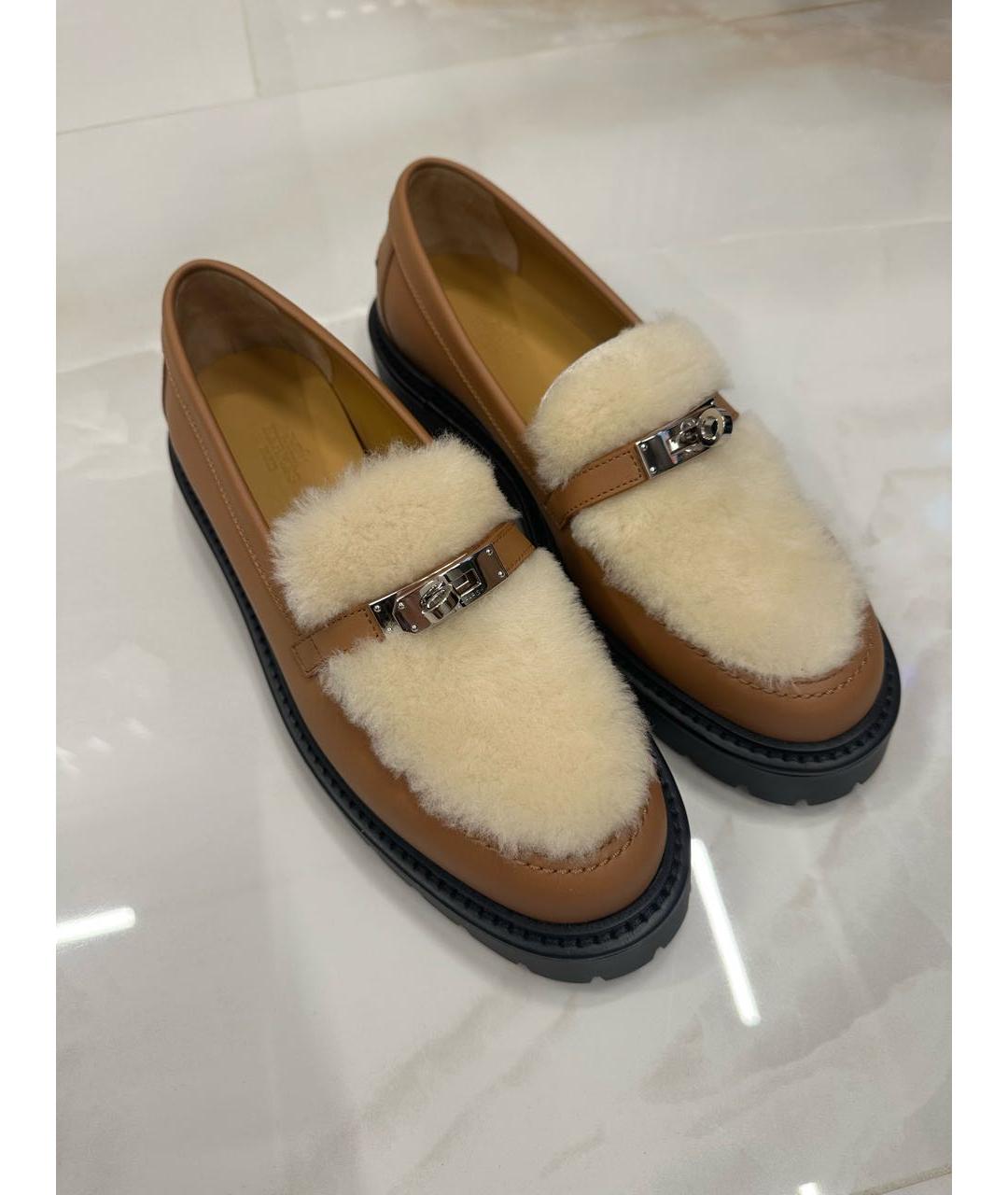 HERMES Коричневые кожаные лоферы, фото 2