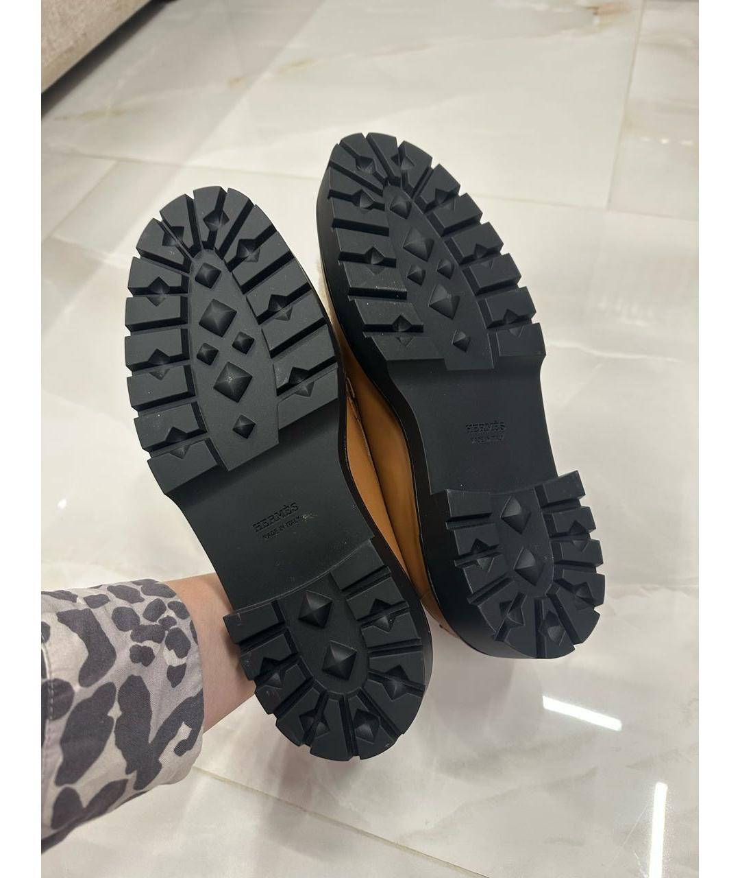 HERMES Коричневые кожаные лоферы, фото 5