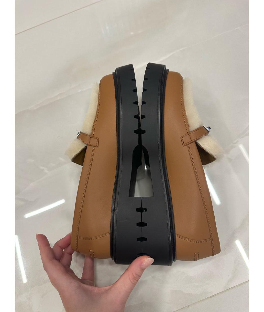 HERMES Коричневые кожаные лоферы, фото 4