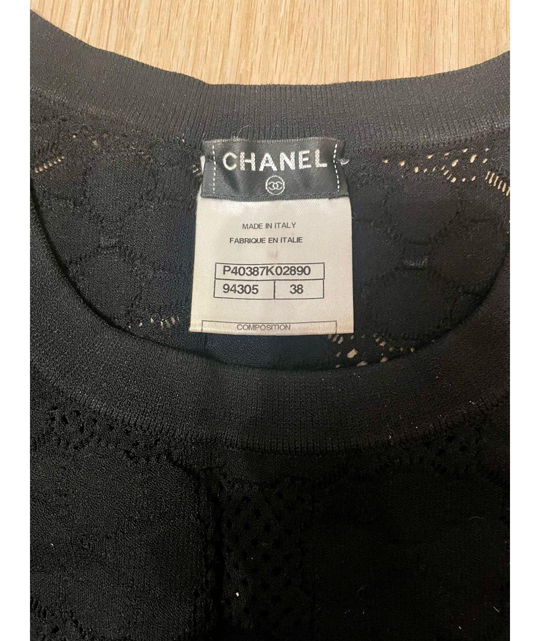 CHANEL Черная вискозная майка, фото 4