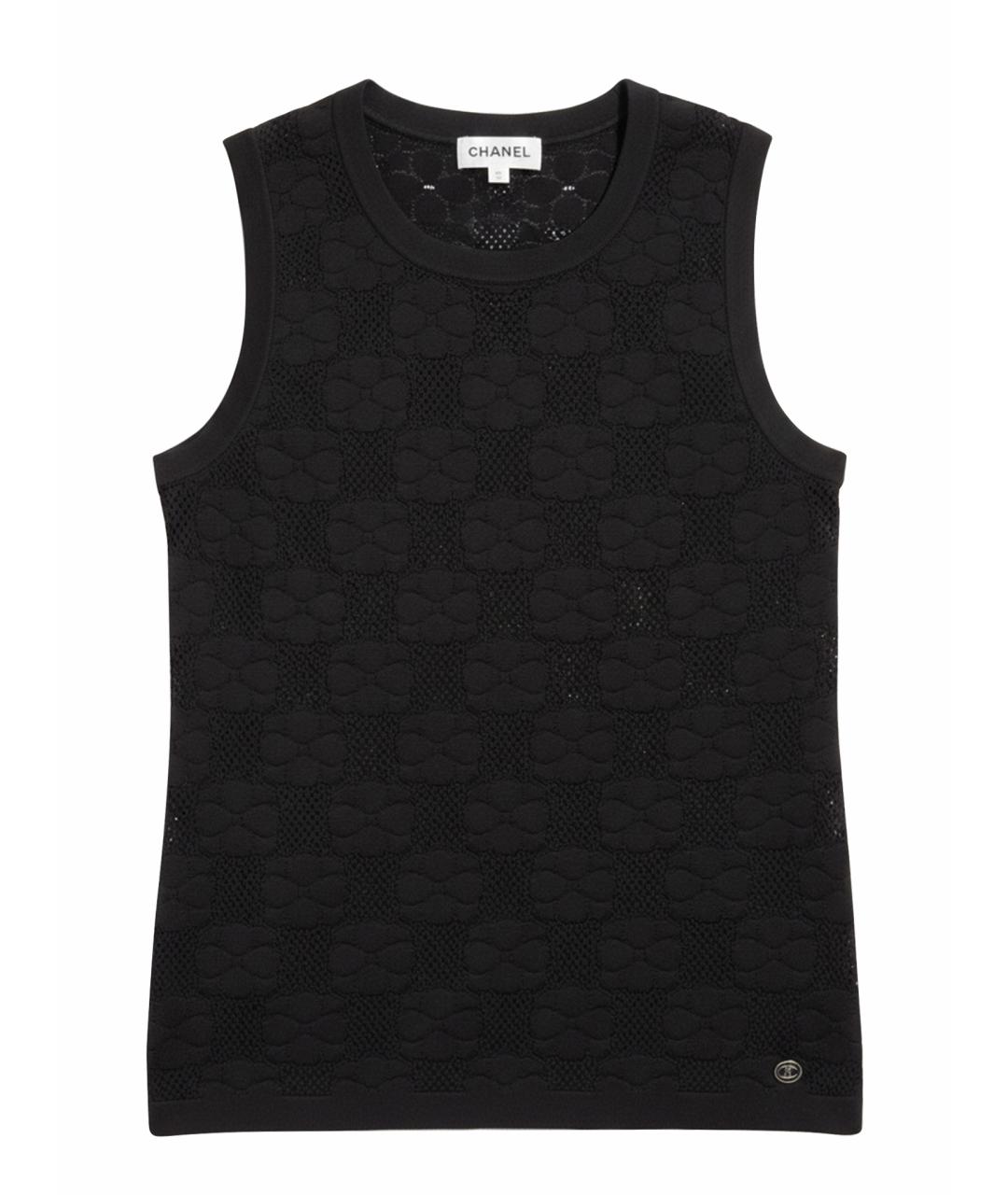CHANEL Черная вискозная майка, фото 1
