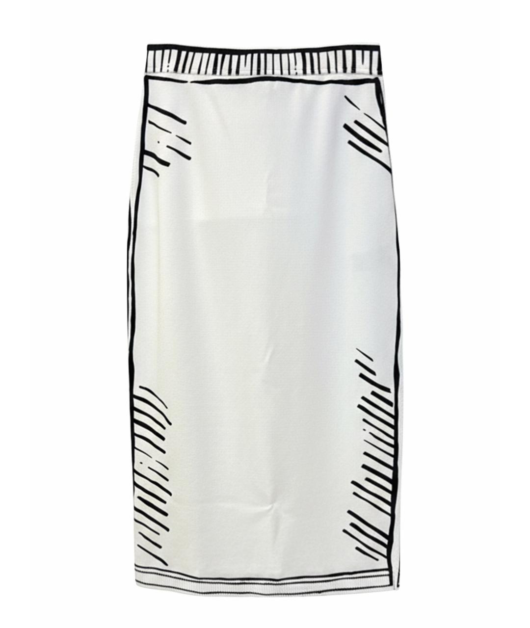 FENDI Белая вискозная юбка миди, фото 1