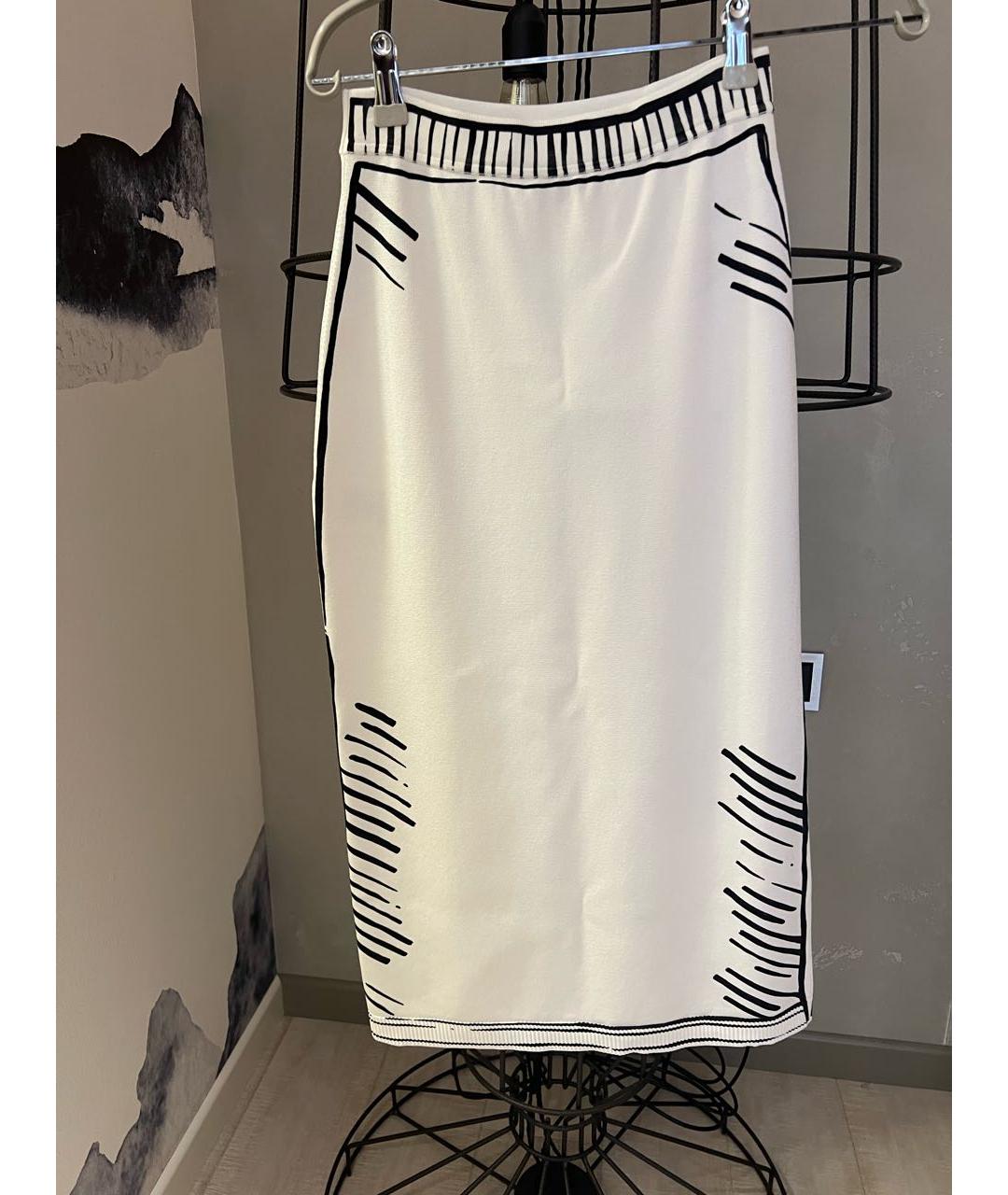 FENDI Белая вискозная юбка миди, фото 2