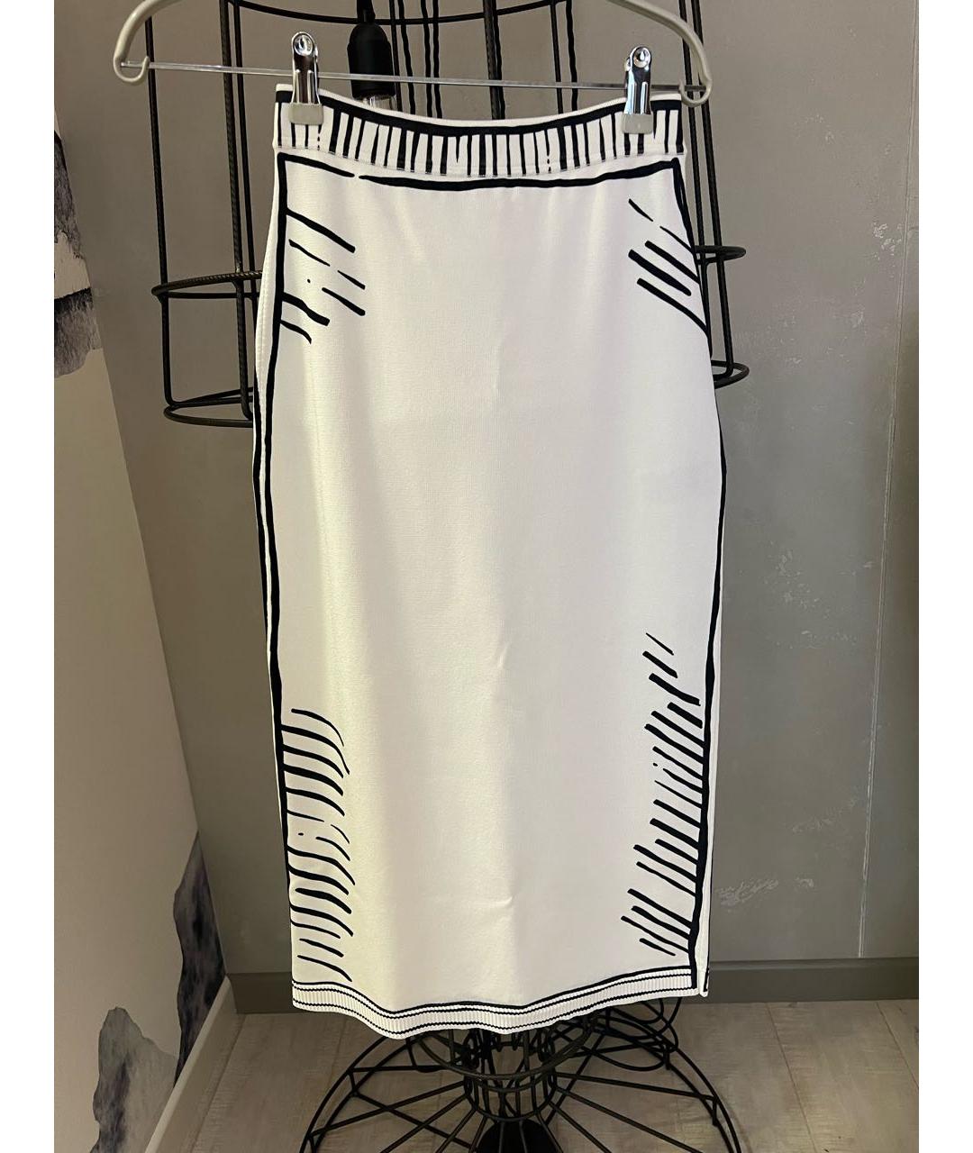 FENDI Белая вискозная юбка миди, фото 7