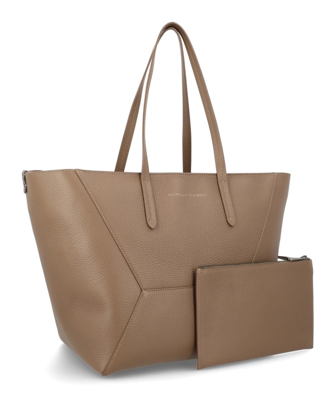 BRUNELLO CUCINELLI Коричневая кожаная сумка тоут, фото 2