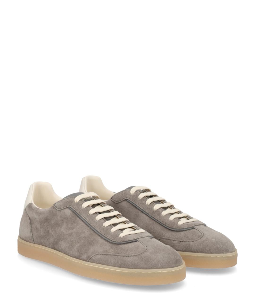 BRUNELLO CUCINELLI Серые замшевые низкие кроссовки / кеды, фото 2
