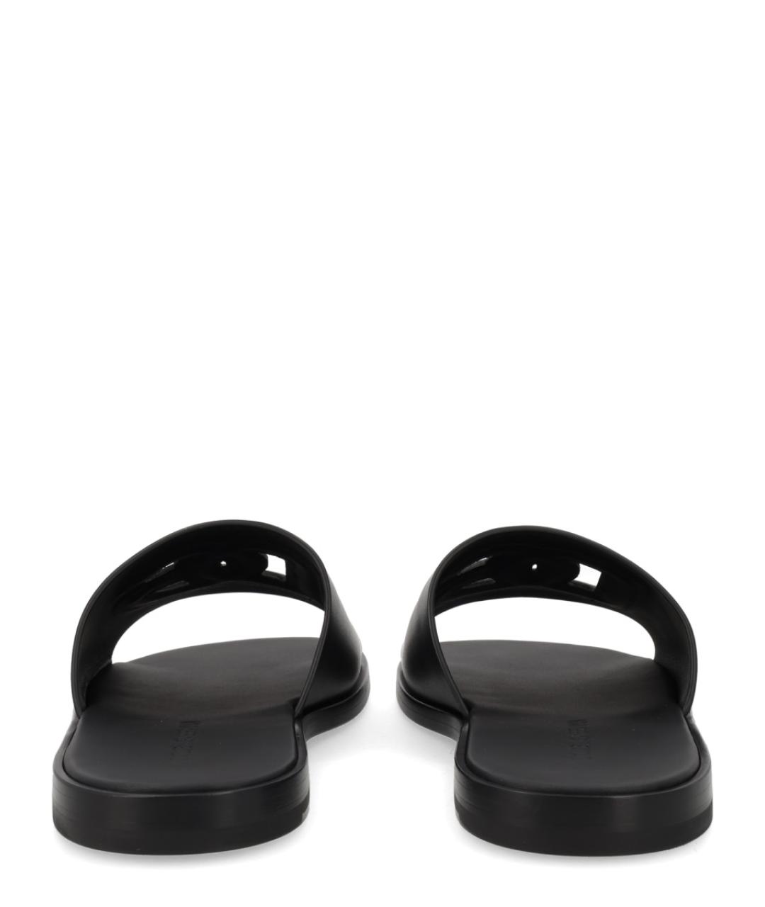 DOLCE&GABBANA Черные кожаные шлепанцы, фото 4